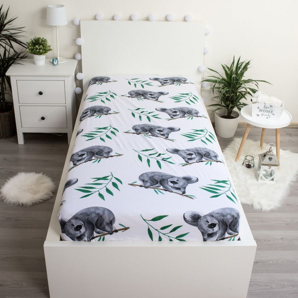 Koala balta palags ar gumiju 90x200 cm