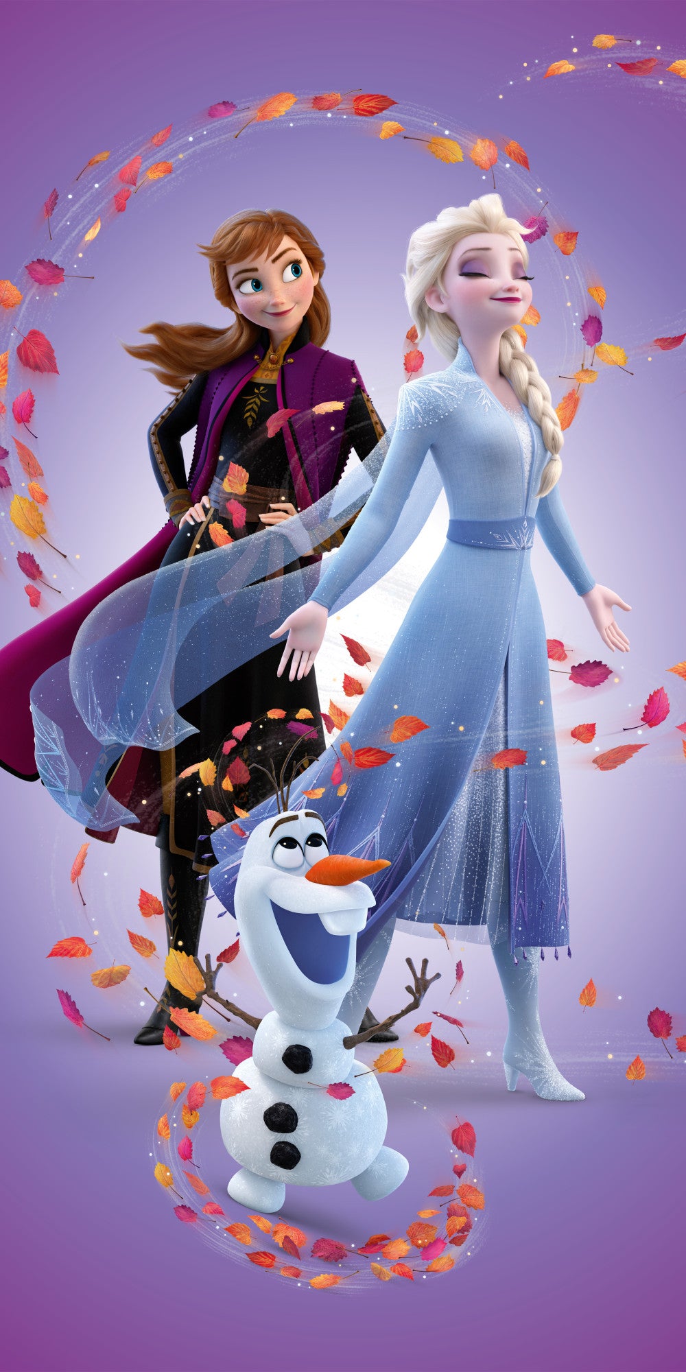 Disney Frozen Leaves burvju vannas dvielis, pludmales dvielis 70x140 cm