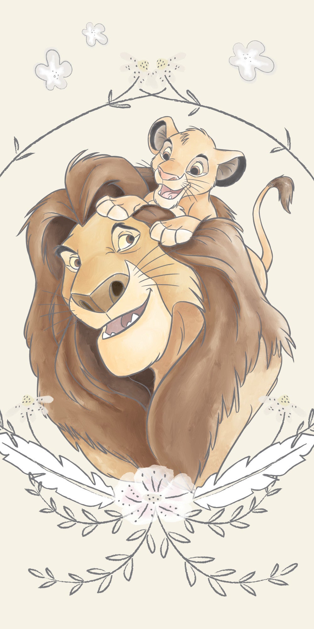 Disney Lauvu karalis Simba vannas dvielis, pludmales dvielis 70x140cm