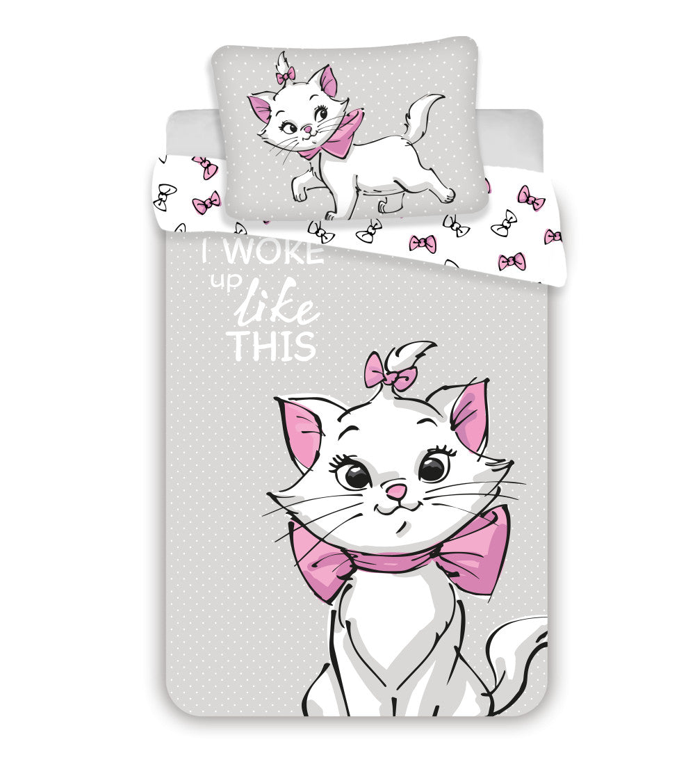 Disney Marie pelēks bērnu gultasveļas komplekts 100–135 cm, 40–60 cm