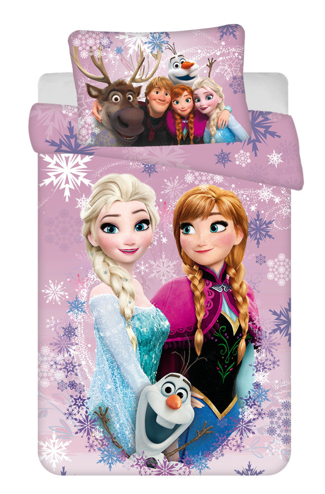 Disney Frozen rozā-violeta bērnu gultasveļa 100√ó135 cm, 40√ó60 cm