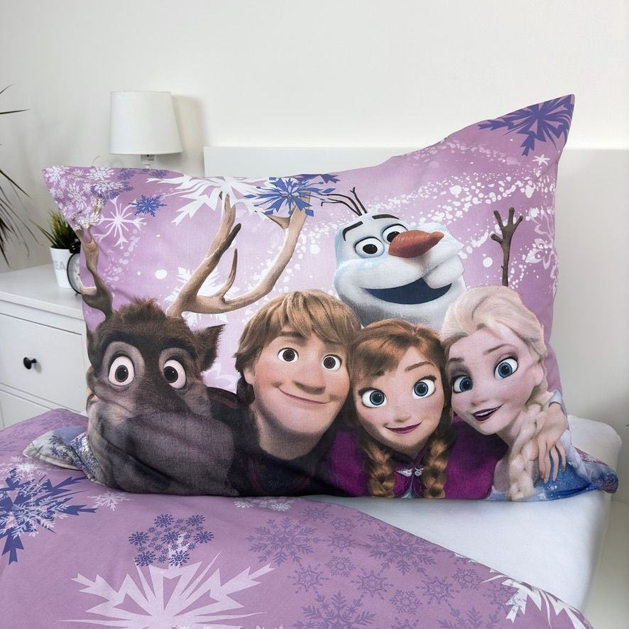 Disney Frozen rozā-violeta gultasveļas komplekts 140√ó200cm, 70√ó90cm