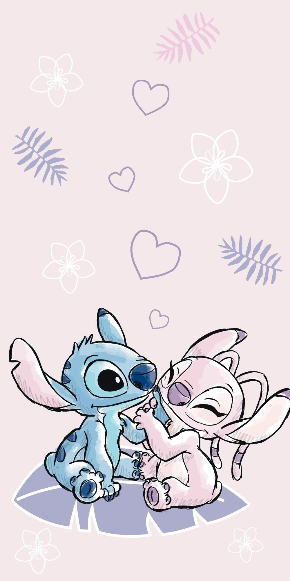 Disney Lilo un Stitch rozā vannas dvielis, pludmales dvielis 70x140cm