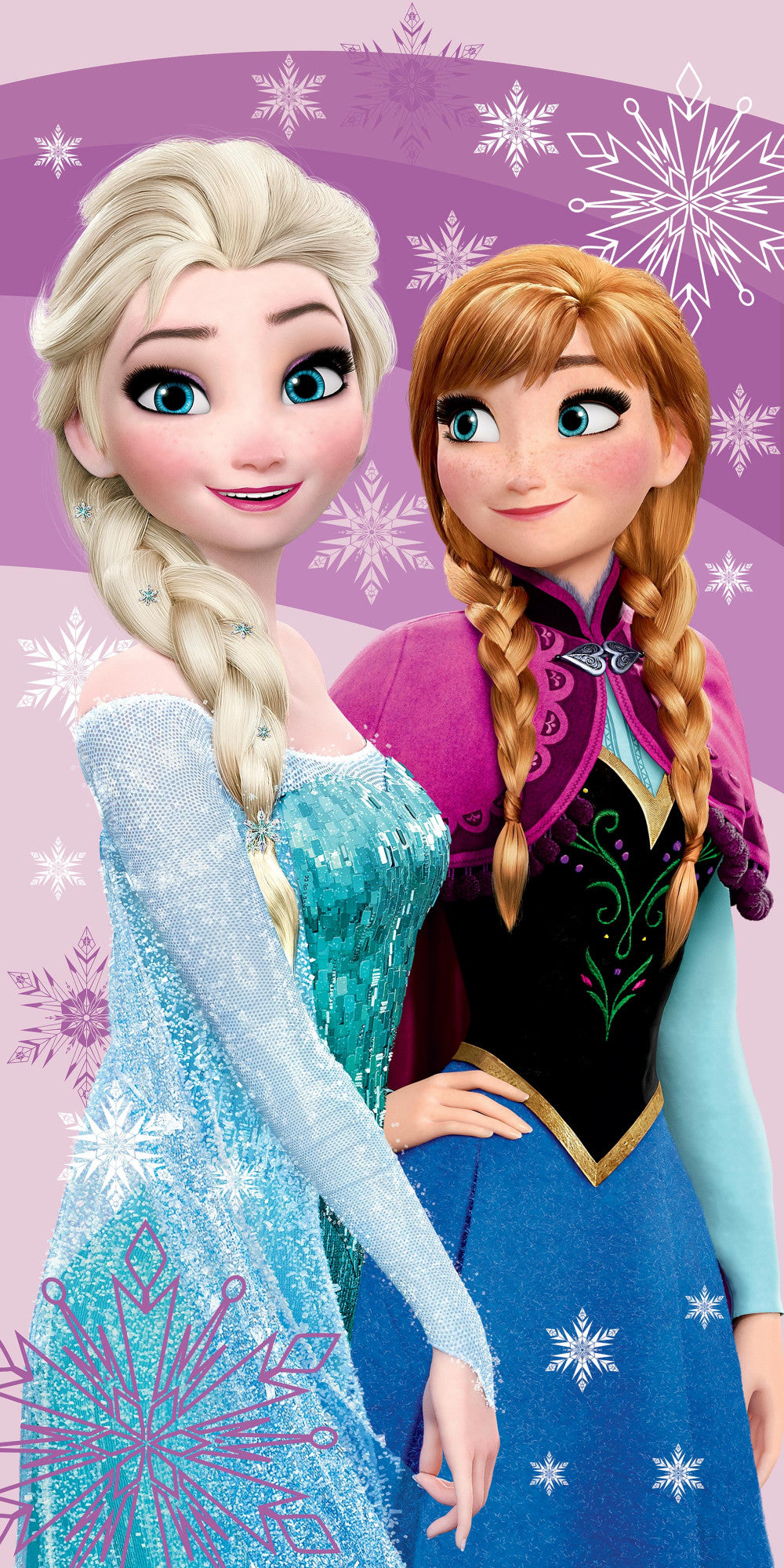 Disney Frozen rozā-violets vannas dvielis, pludmales dvielis 70x140cm