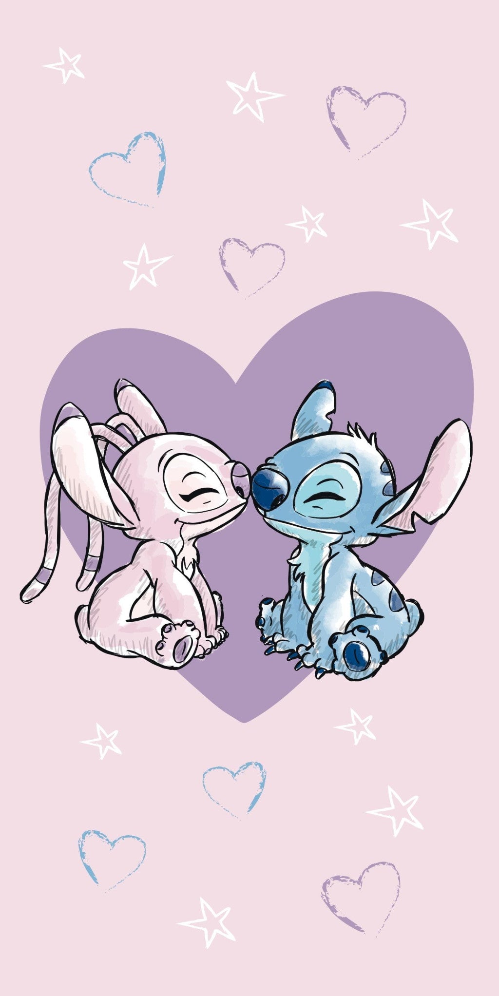 Disney Lilo un Stitch mīlas vannas dvielis, pludmales dvielis 70x140cm