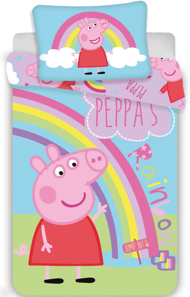Peppa Pig Rainbow bērnu gultasveļas komplekts 100√ó135cm, 40√ó60 cm