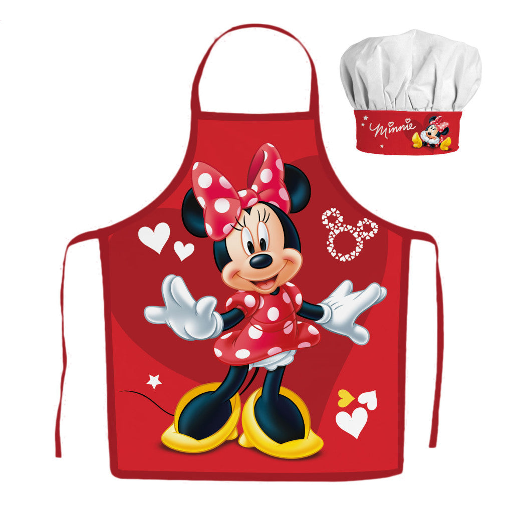 Disney Minnie sarkano sirsniņu divdaļīgs bērnu priekšautu komplekts