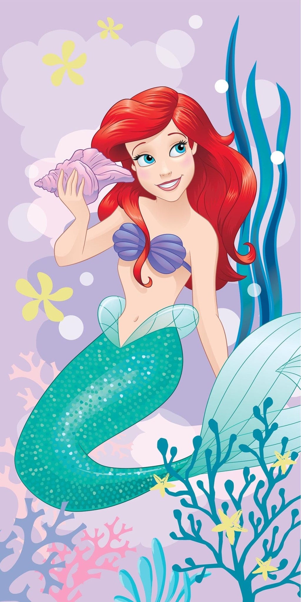 Disney Princess Ariel rozā vannas dvielis, pludmales dvielis 70x140cm