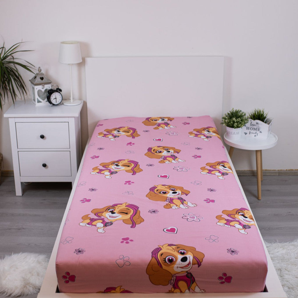 Ķepu patruļa Skye palags ar gumiju 90x200 cm