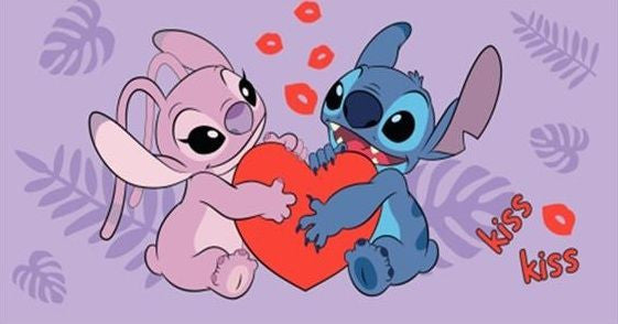 Disney Lilo un Stitch skūpsts vannas dvielis, pludmales dvielis 70x140cm