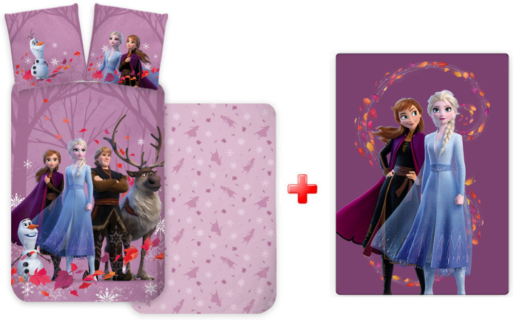 Disney Frozen violets bērnu gultasveļas komplekts un polārā sega