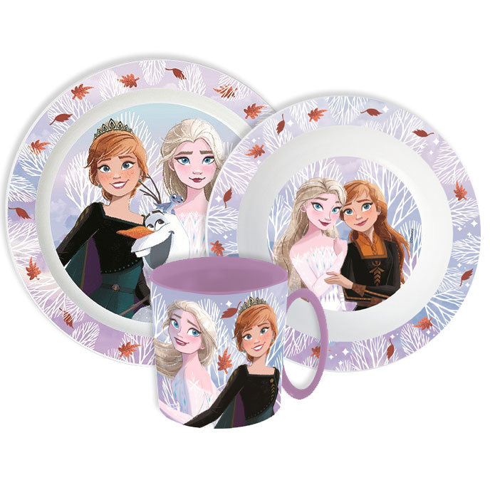 Disney Frozen Autumn Leaves vakariņu komplekts, mikroplastmasas komplekts ar krūzi 390 ml