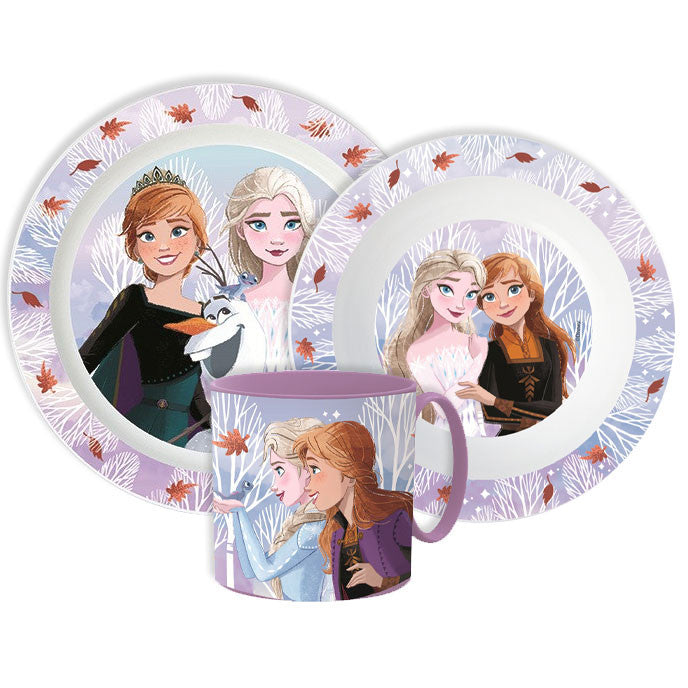 Disney Frozen Autumn Leaves trauku komplekts, mikroplastmasas komplekts ar krūzi 265 ml