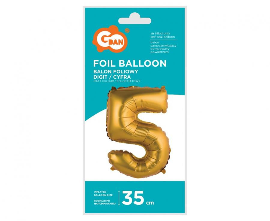 Folijas balons "Cipari zelta krāsā", matēti zelta krāsā, 35 cm