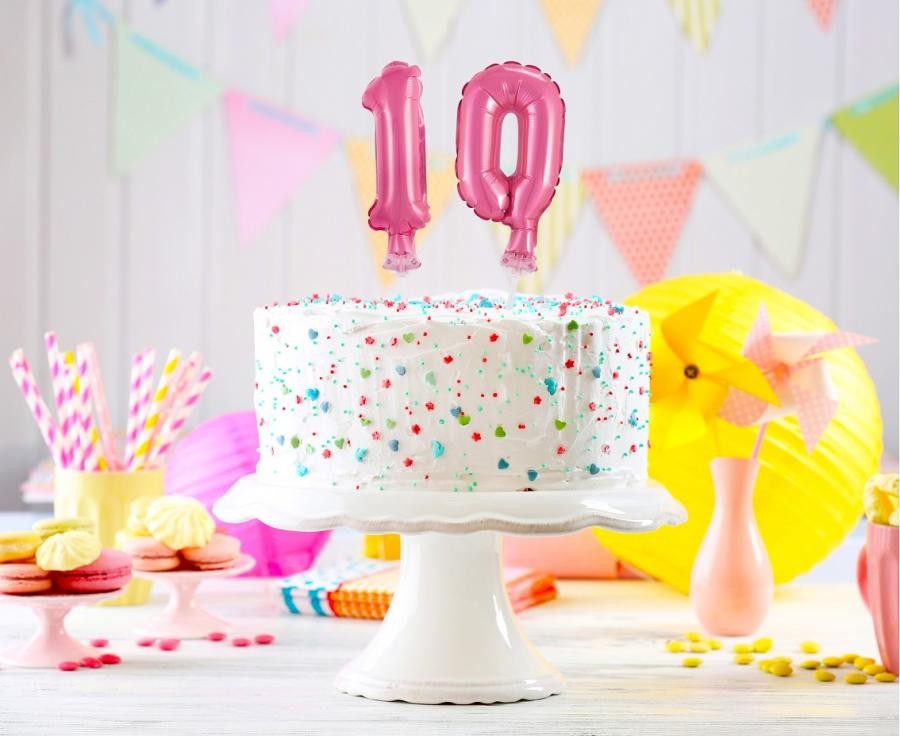 Rozā krāsas folijas balons kūkai ar skaitli 0, 13 cm