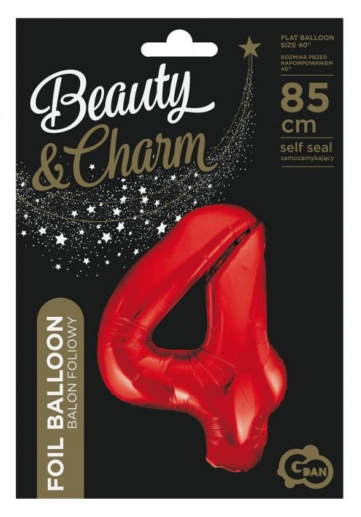 Folijas balons "Cipars sarkans" 85 cm