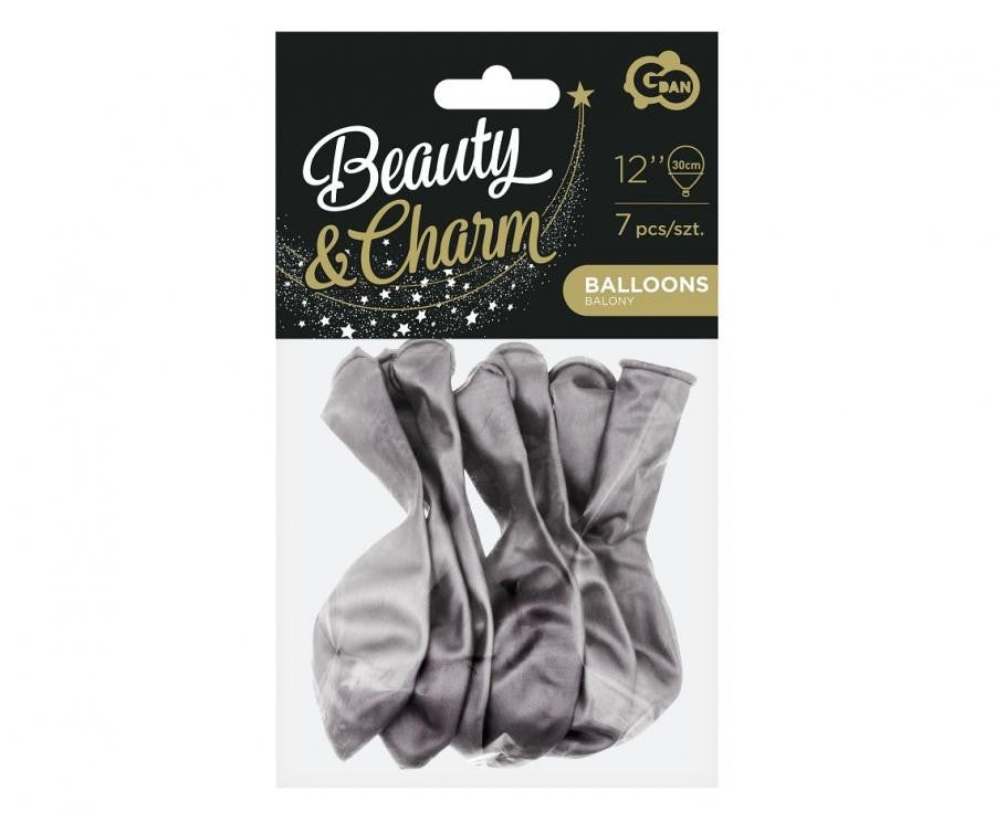 Platīna pelēka krāsa, pelēki baloni, 7 gabali 12 collas (30 cm)