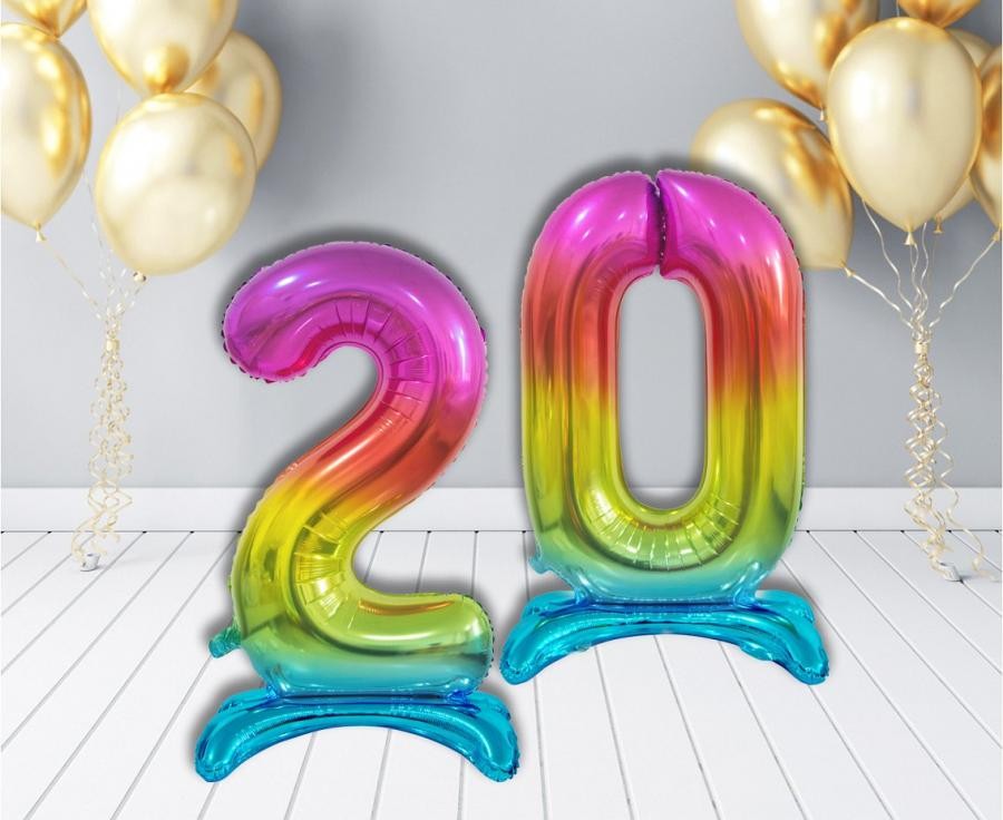 Krāsains folijas balons ar ciparnīcu "Varavīksne" 74 cm