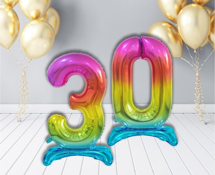 Folijas balons ar skaitli 3, 74 cm, krāsains, varavīksnes krāsās