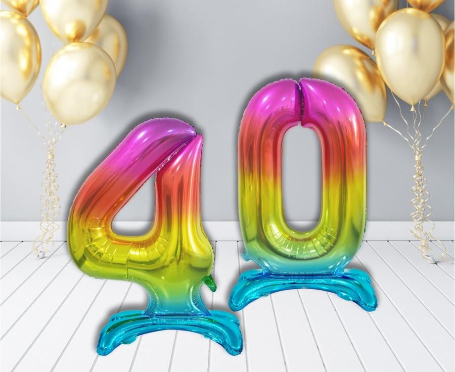 Folijas balons ar skaitli 4, 74 cm, krāsains, varavīksnes krāsās