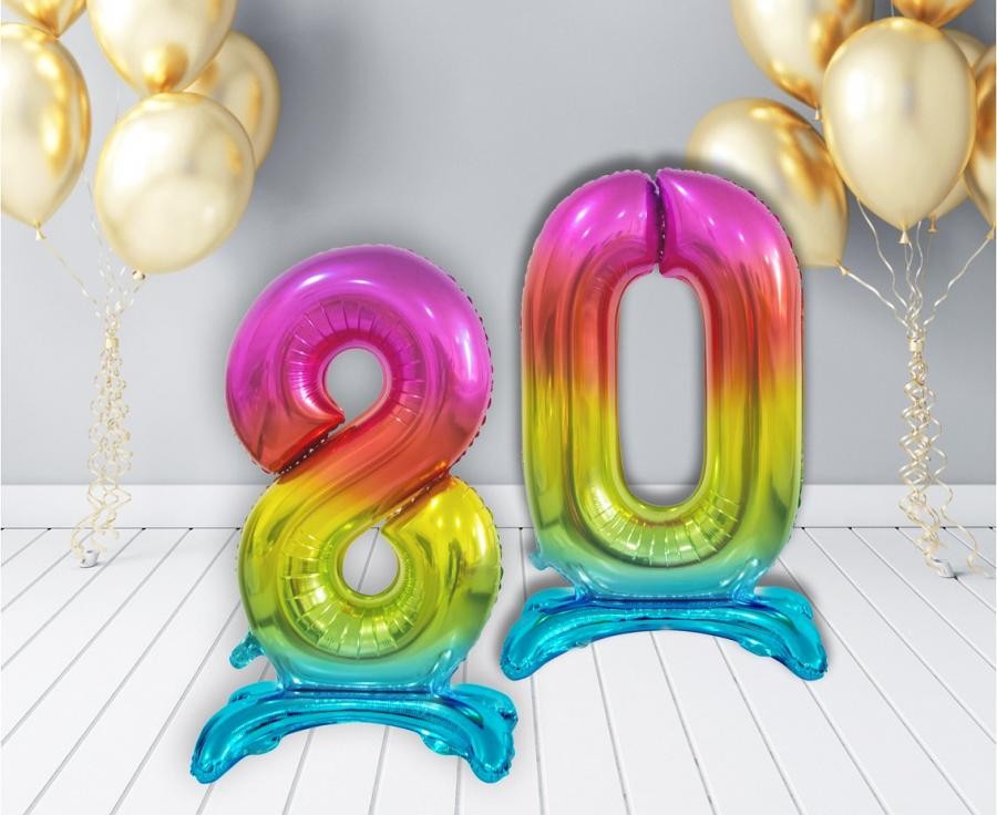 Krāsains folijas balons ar statīvu "Cipars 8", 74 cm