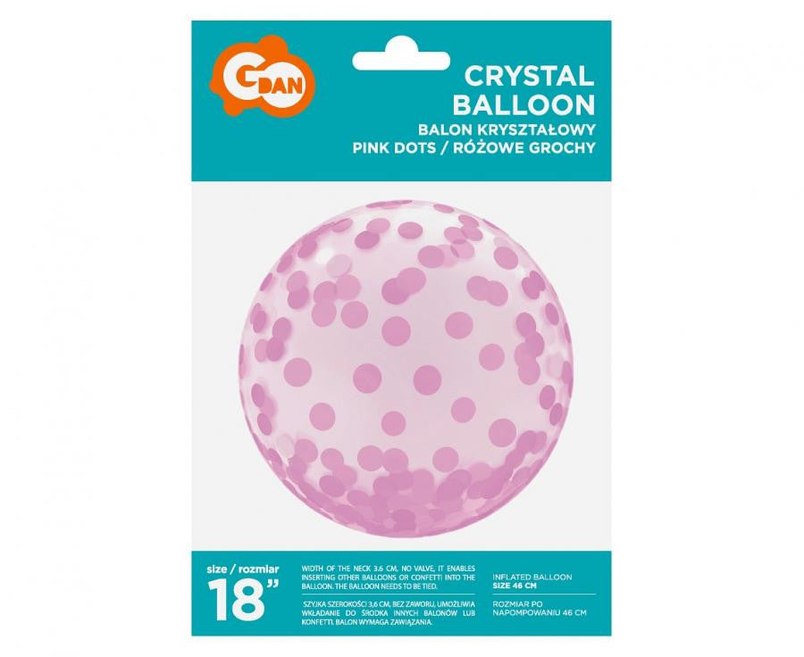 Folijas balons "Baby Pink Dots Aqua" ar sfēru, 46 cm