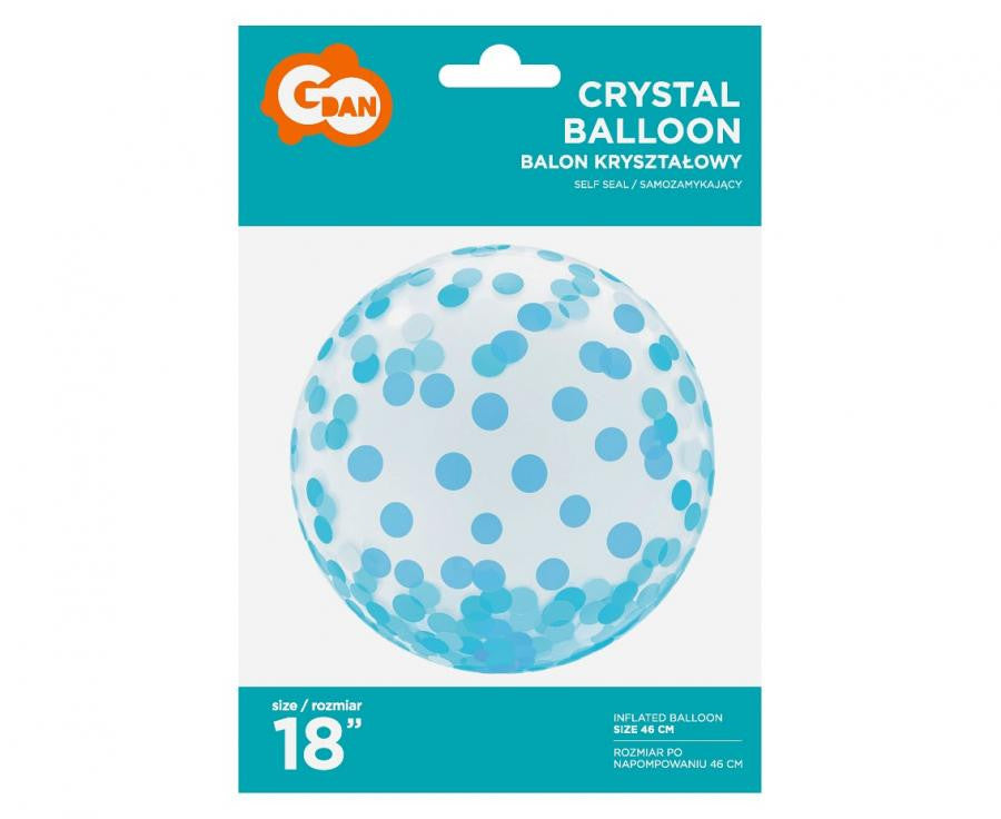 Folijas balons "Baby Blue Dots Aqua" ar sfēru, 46 cm