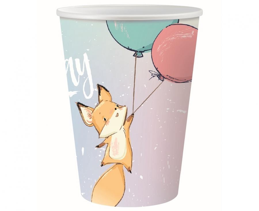 Lapsas balonu papīra krūzītes ar dzimšanas dienas dāvanām, 6 gab., 270 ml