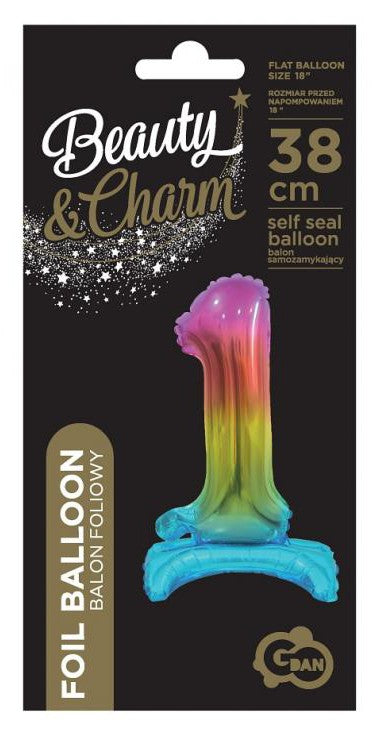 Krāsains mini folijas balons ar ciparnīcu "V" 38 cm