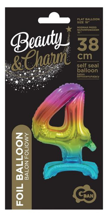 Folijas balons ar cipariem "Cipars 4" 38 cm, krāsains