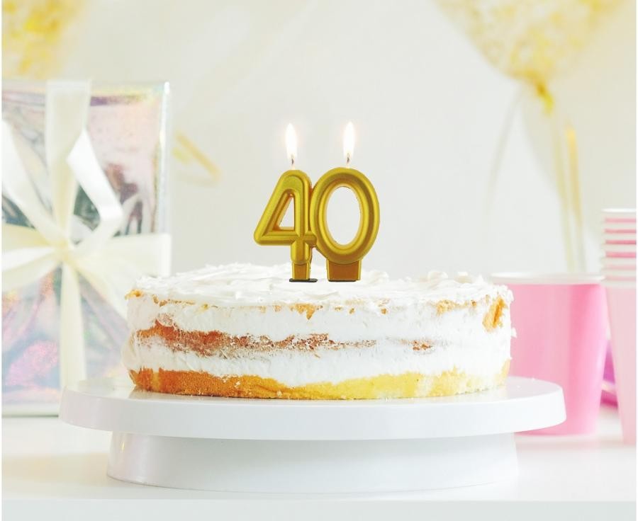 Krāsa Zelta Zelta 40. Kūkas Svece, Skaitļu Svece