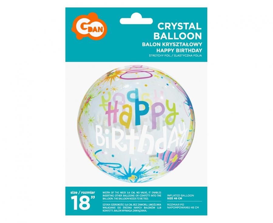 Daudz laimes dzimšanas dienā, akvamarīna krāsas, globusa formas folijas balons, 40 cm
