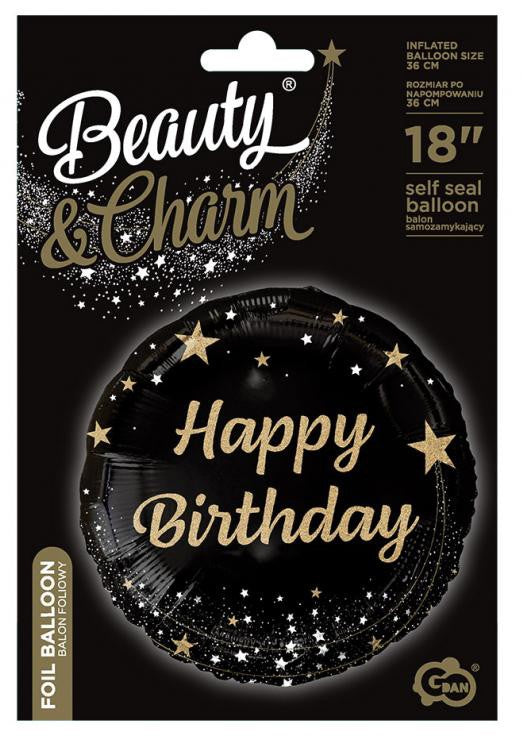 Daudz laimes dzimšanas dienā, melns folijas balons, 36 cm