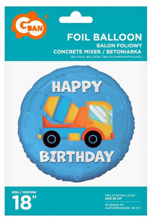 Folijas balons "Transportlīdzekļa betona maisītājs", 36 cm