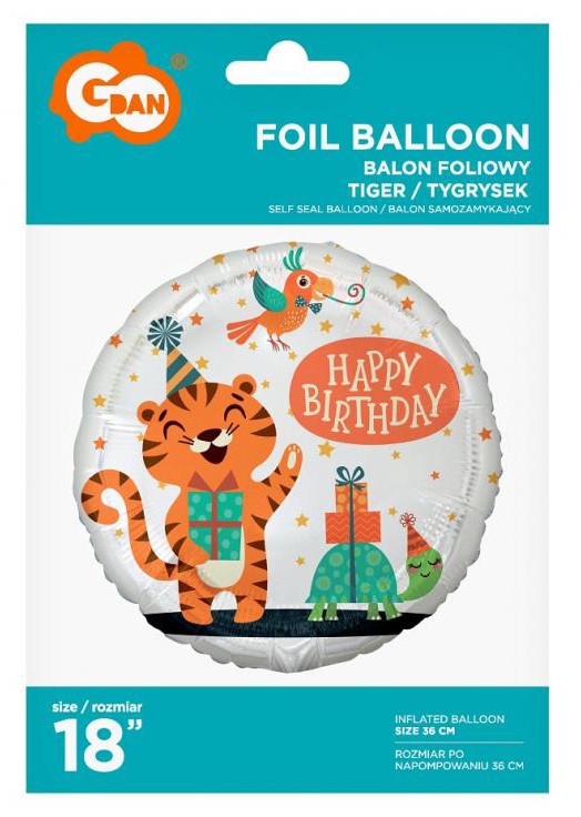 Daudz laimes dzimšanas dienā, Tīģeris, Tīģeris, Daudz laimes dzimšanas dienā, folijas balons, 36 cm