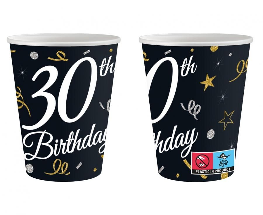 Daudz laimes dzimšanas dienā B&C Daudz laimes dzimšanas dienā 30 papīra krūzītes, 6 gab. iepakojumā, 200 ml