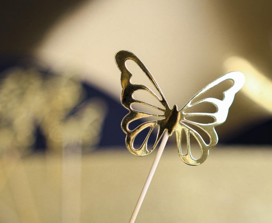 Dekoratīvie nūjiņi "Butterfly Gold" 12 gab.