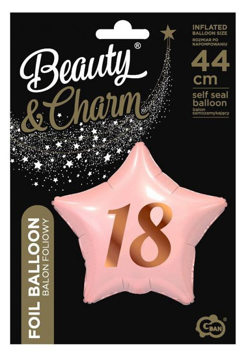Daudz laimes dzimšanas dienā, rozā, rozā, 18 zvaigžņu folijas balons, 44 cm