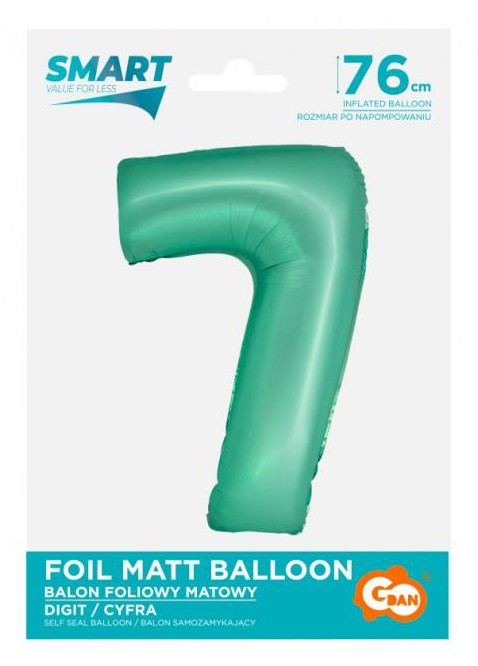 Folijas balons "Cimber Mint Mat" ar ciparu 7, 76 cm