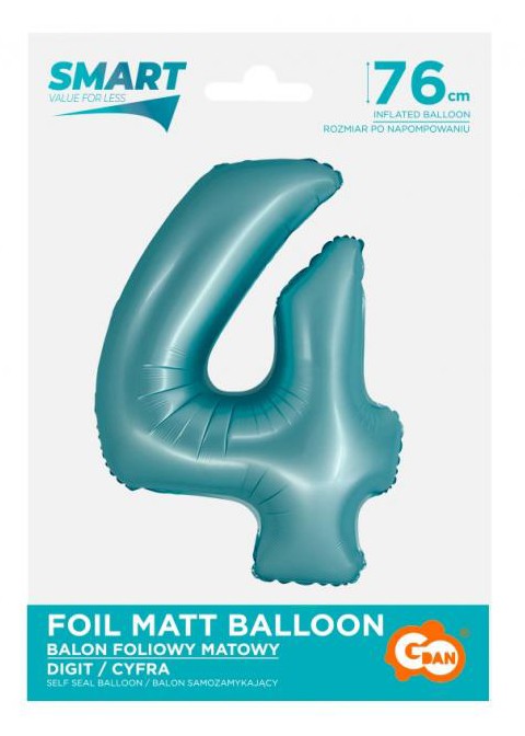 Folijas balons "Cipars gaiši zils, paklājiņzils", 76 cm