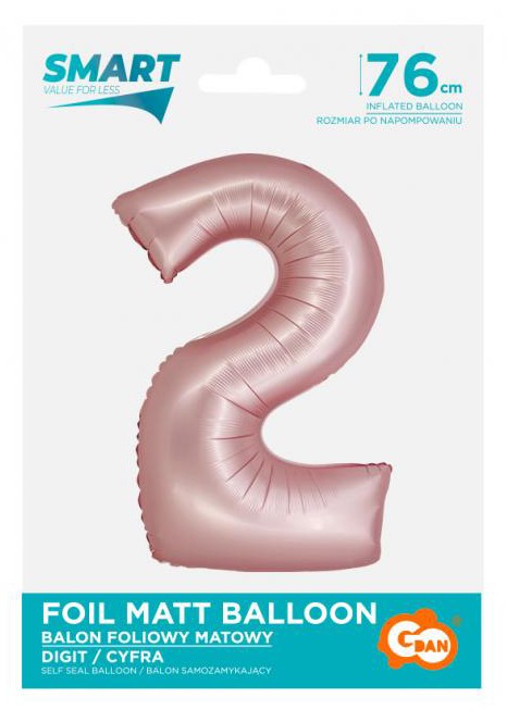 Folijas balons "Cipars gaiši rozā" "Paklājiņa rozā" 76 cm
