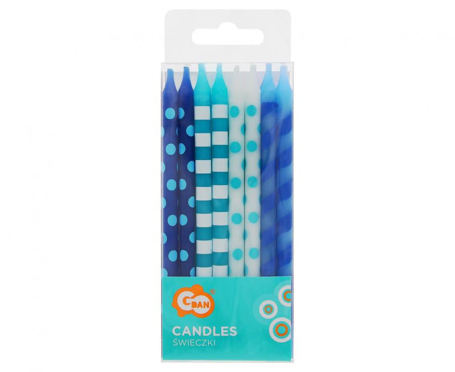 Colour Dots zilu dzimšanas dienas sveču komplekts, 16 gab.