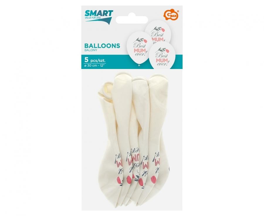 Baloni "Mamma, vislabākā mamma!", 5 gab., 12 collas (30 cm)