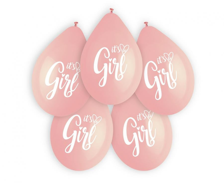 Piekarināmie baloni "Baby It's a Girl", 5 gab., 13 collas (30 cm)