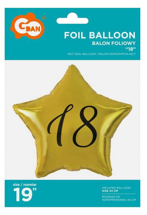 Folijas balons "Dzimšanas diena", 48 cm, "Dzimšanas diena", 18 zvaigžņu