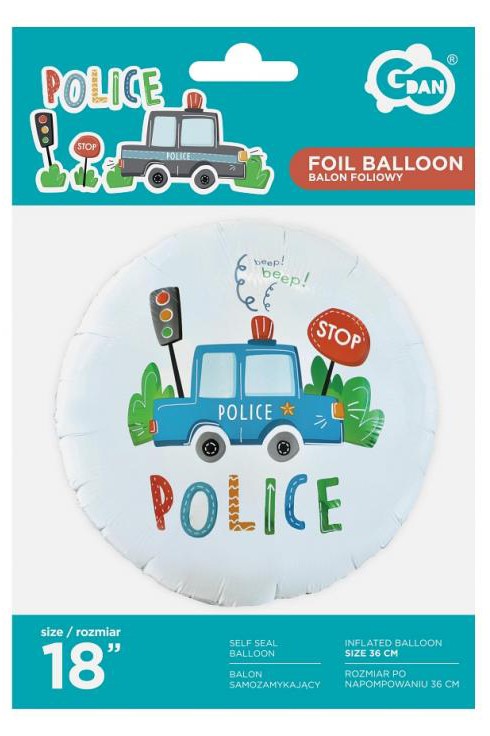 Policijas pīkstiens folijas balons 46 cm