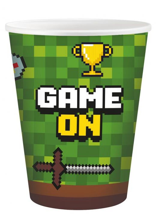 Gamer Game On rotaļu papīra krūzītes 6 gab. 200 ml