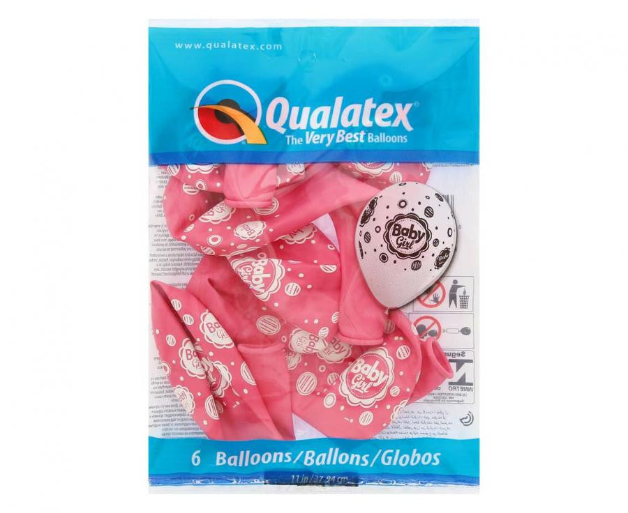 Rozā krāsas meiteņu balonu maisījums, 6 gab. iepakojumā, 28 cm (11 collas)