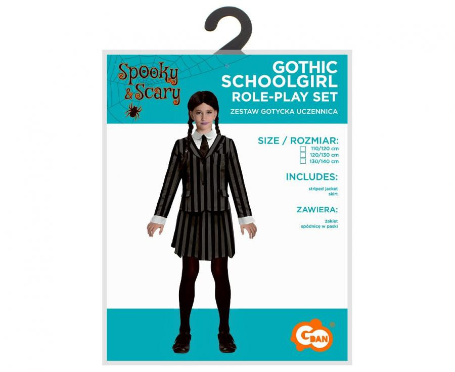 Helovīna gotiskā skolniece, skolnieces kostīms 120/130 cm