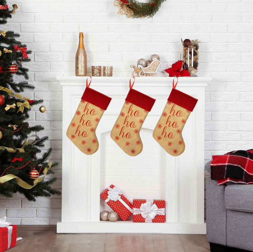 Ziemassvētku Ho-Ho-Ho kamīna zeķe, zābaciņš 46cm